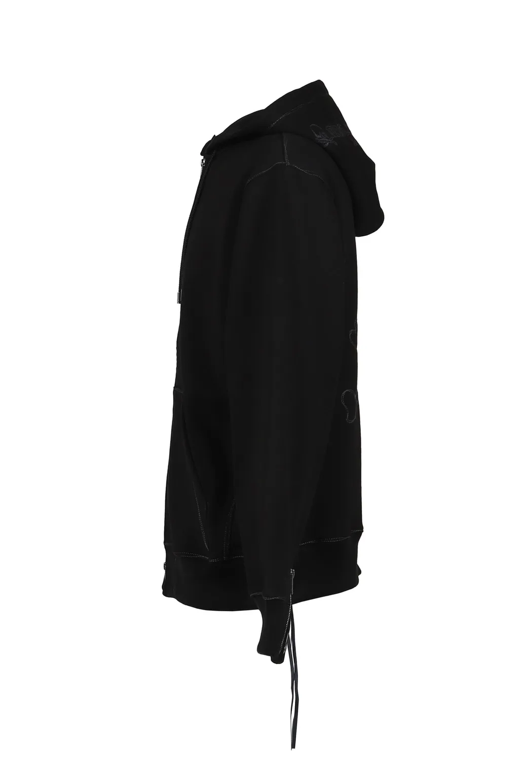 Stitched Zip-Up Hoodie / Black