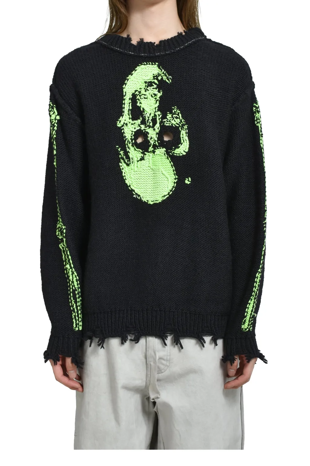 Glow-In-The-Dark Skull Knit Pullover / Blk