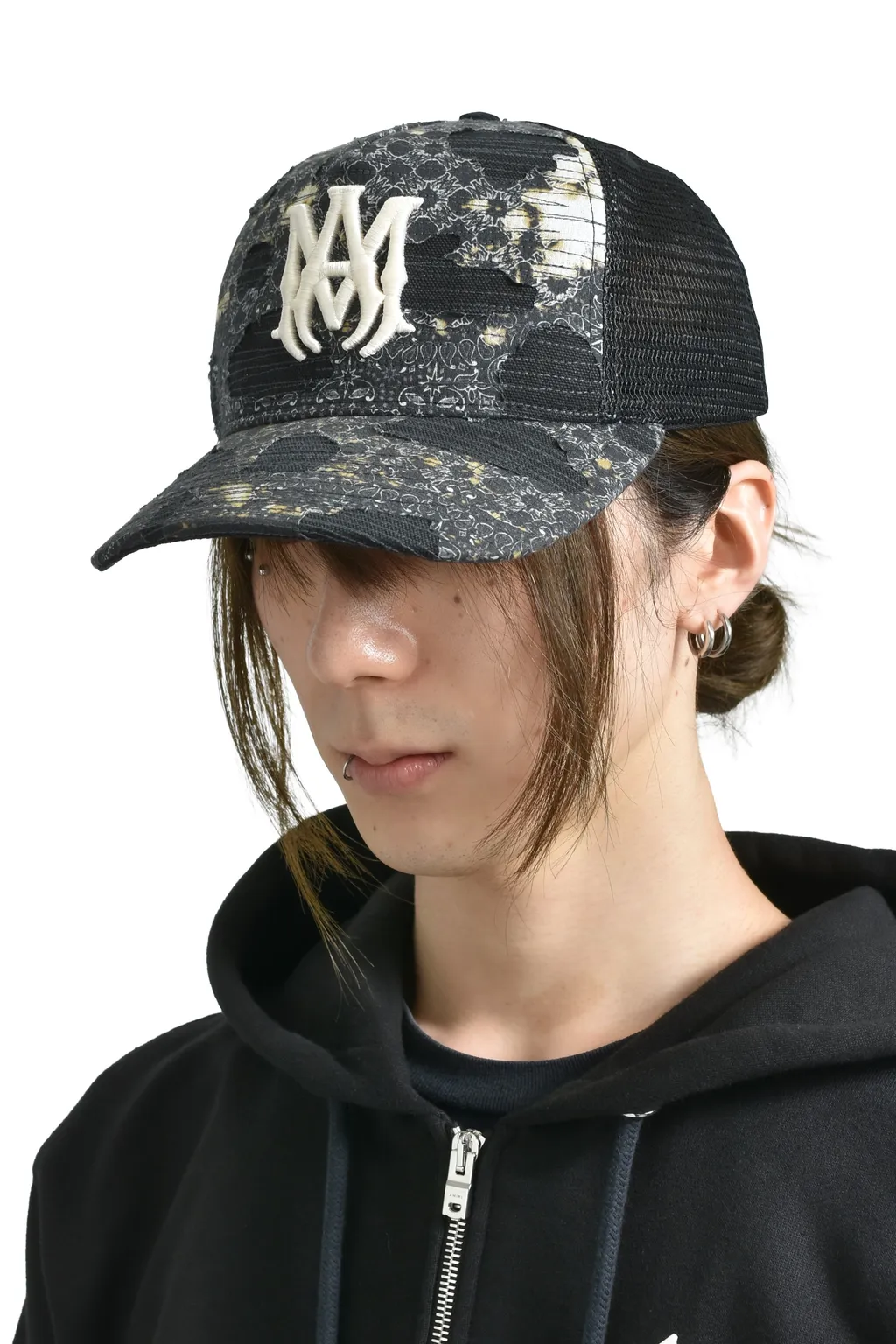 Bandana Repair Trucker Hat / Blk