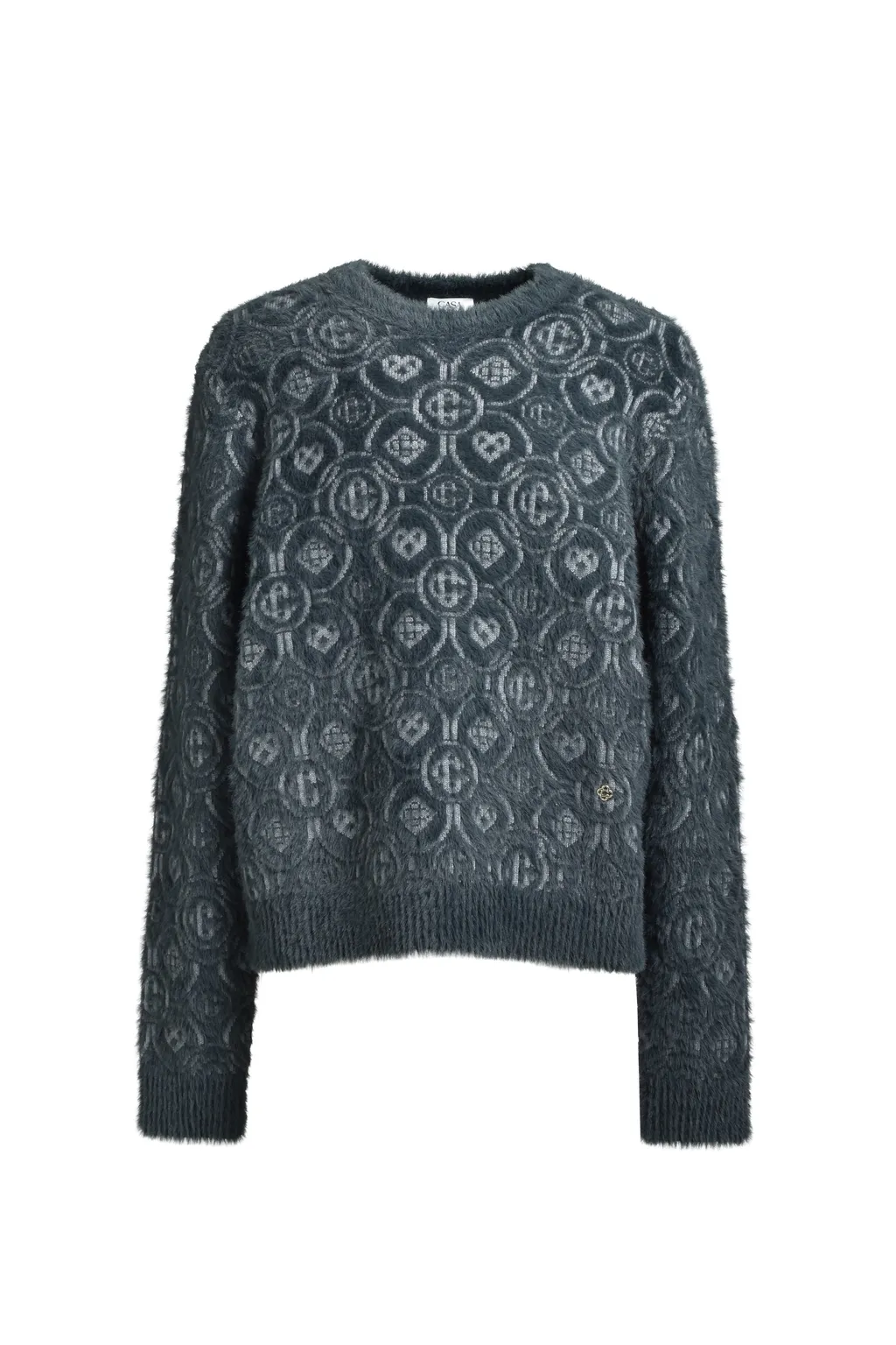 Fluffy Monogram Crew Neck / Gry
