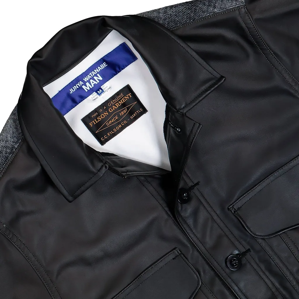 Synthetic Leather X Wool Moss Cloth Check Filson W Name