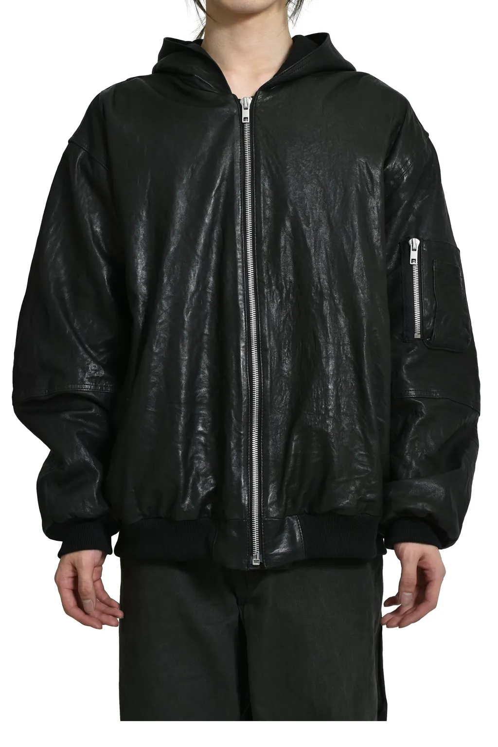 Leather Bomber / Black