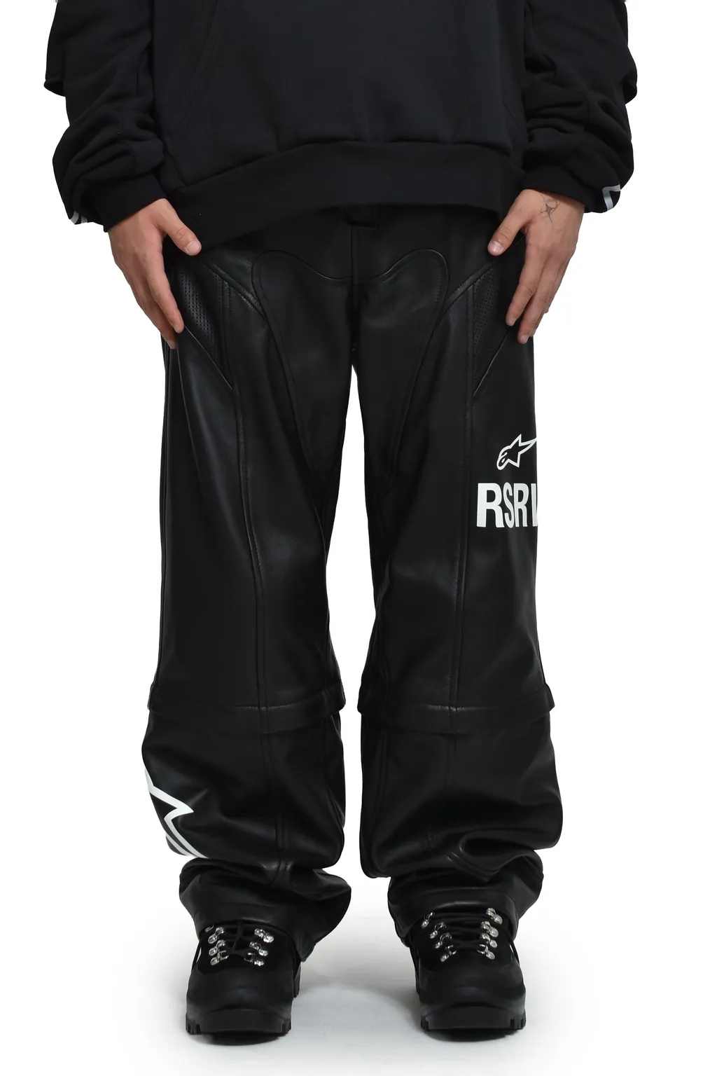 Neo Bat Leather Pants / Black