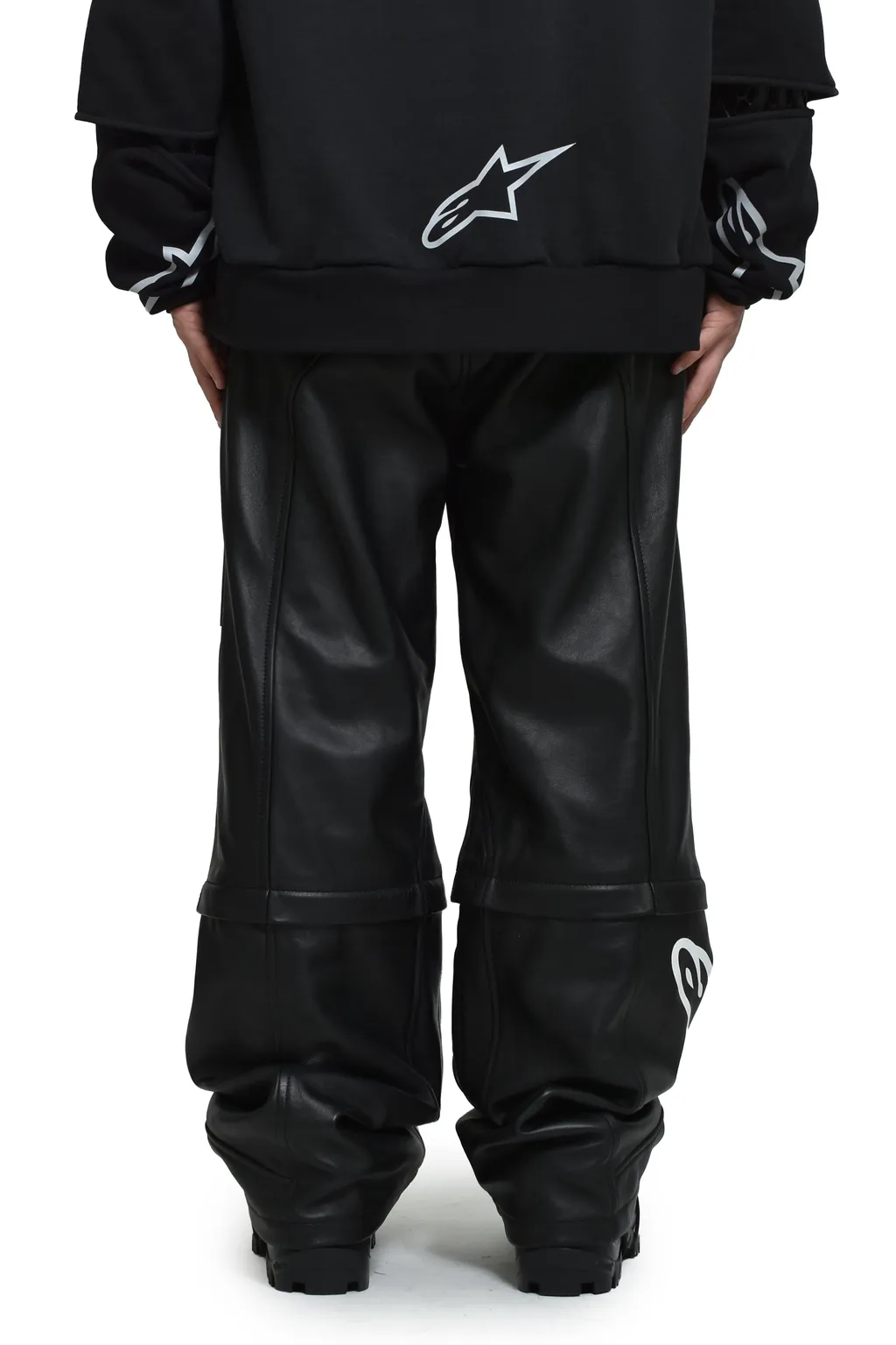 Neo Bat Leather Pants / Black