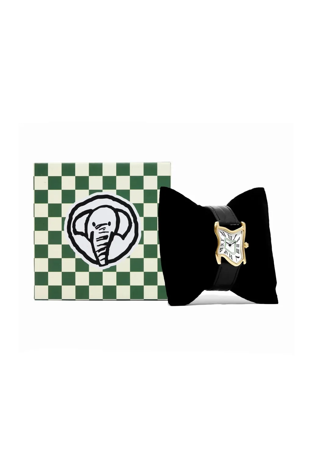 Square Melting Watch Small / Gold Wht Blk