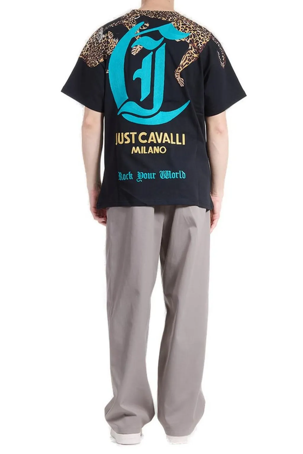 Just Cavalli Logo Printed Crewneck T-Shirt