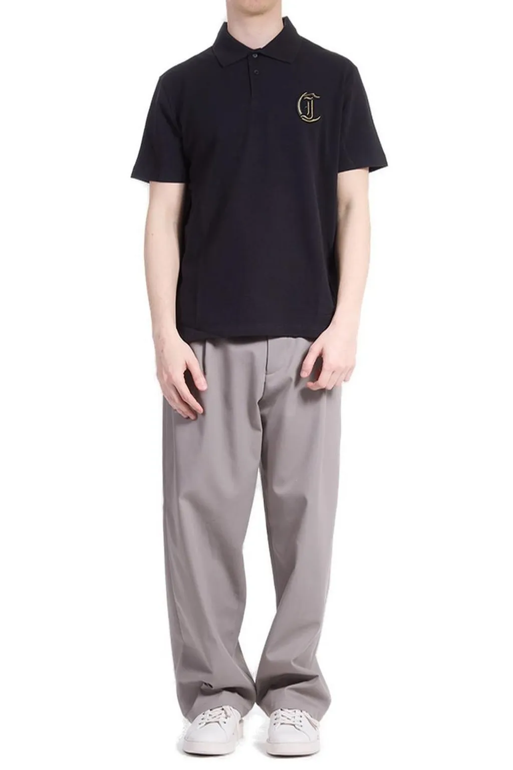 Just Cavalli Logo Embroidered Short-Sleeved Polo Shirt