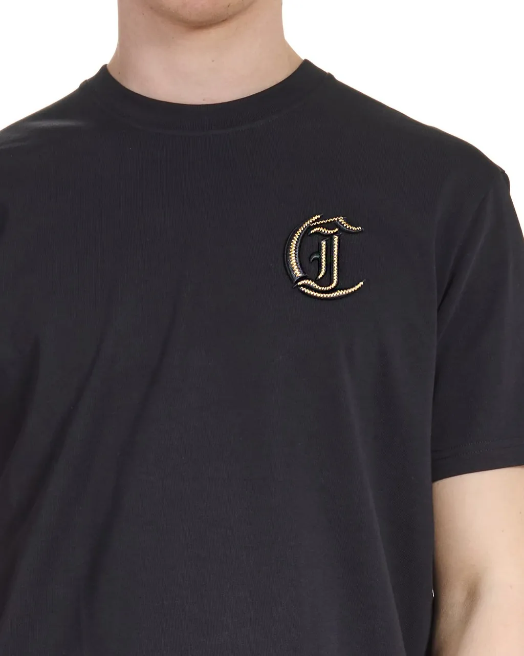 Just Cavalli Logo Embroidered Crewneck T-Shirt