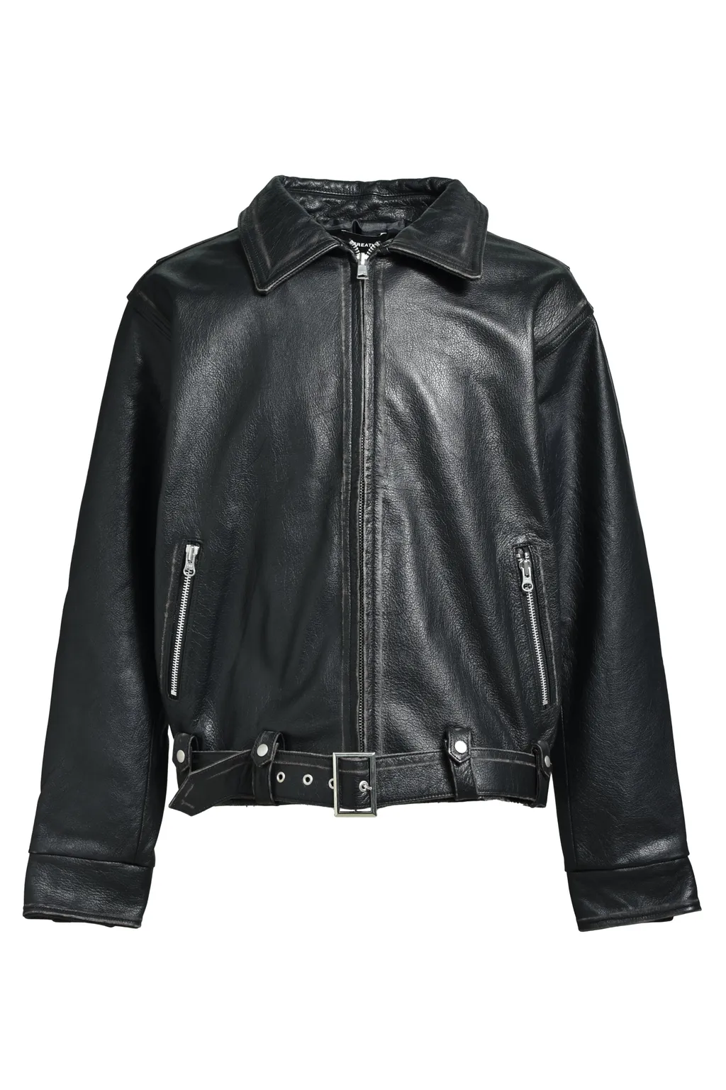 Wash Leather Single Riders Jacket / Blk
