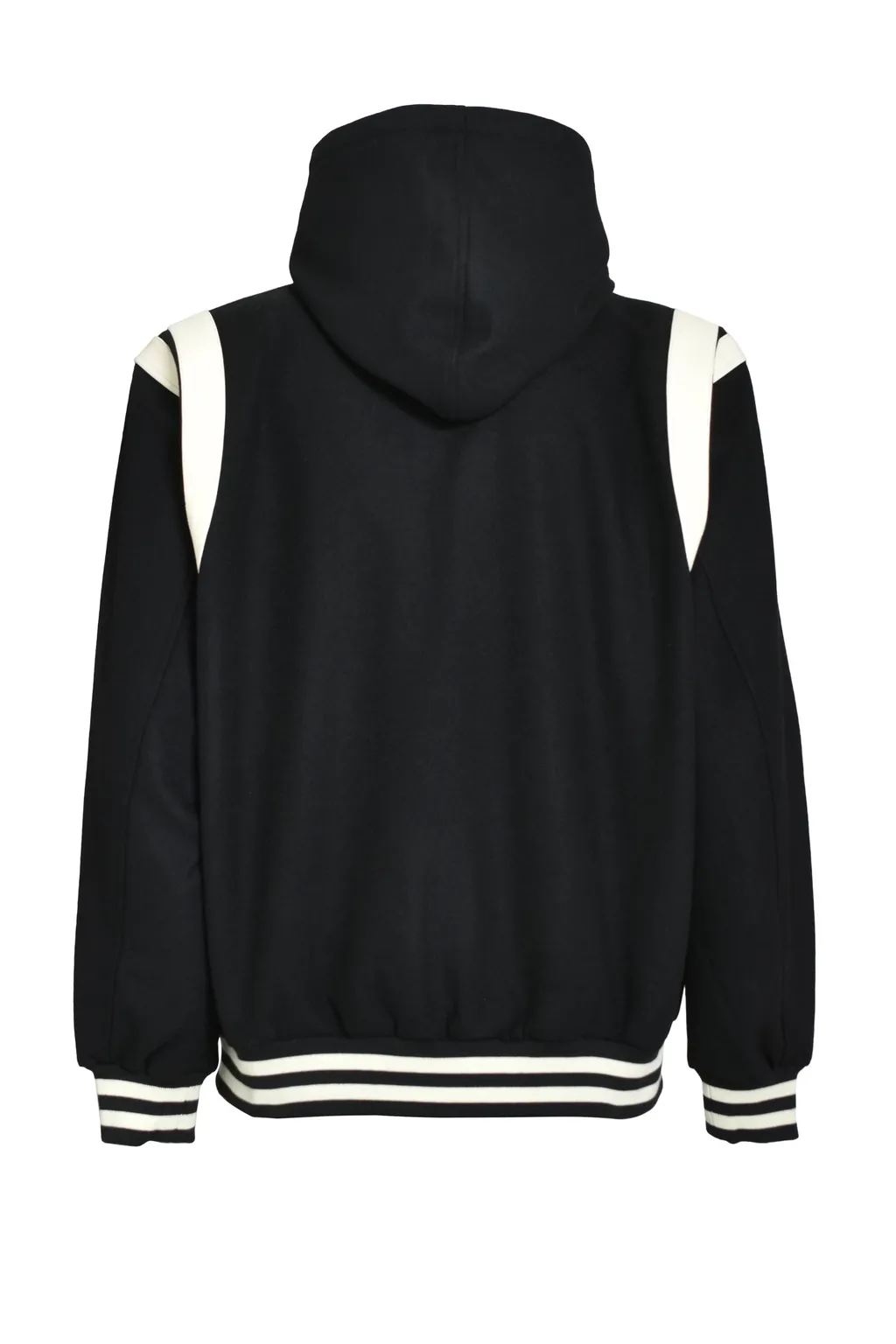 Arch Logo Hooded Versity Jacket / Blk Wht