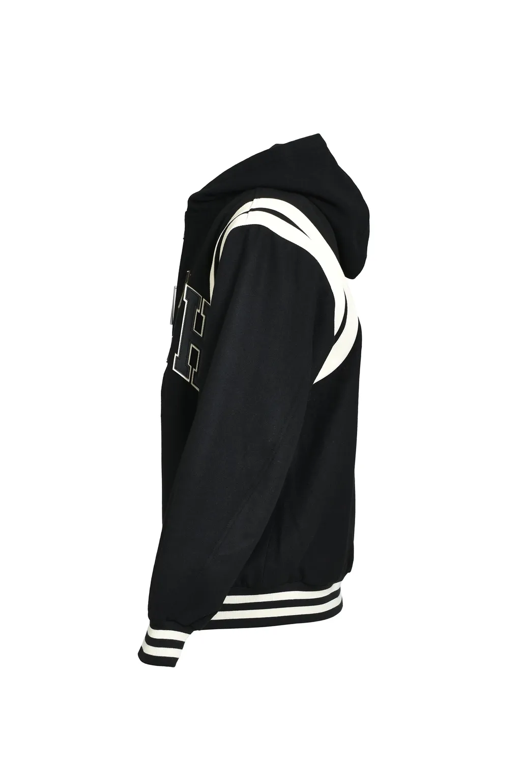 Arch Logo Hooded Versity Jacket / Blk Wht