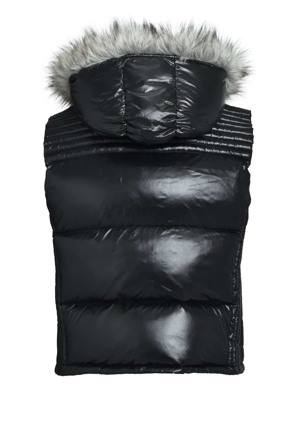Fur Shiny Down Vest / Black
