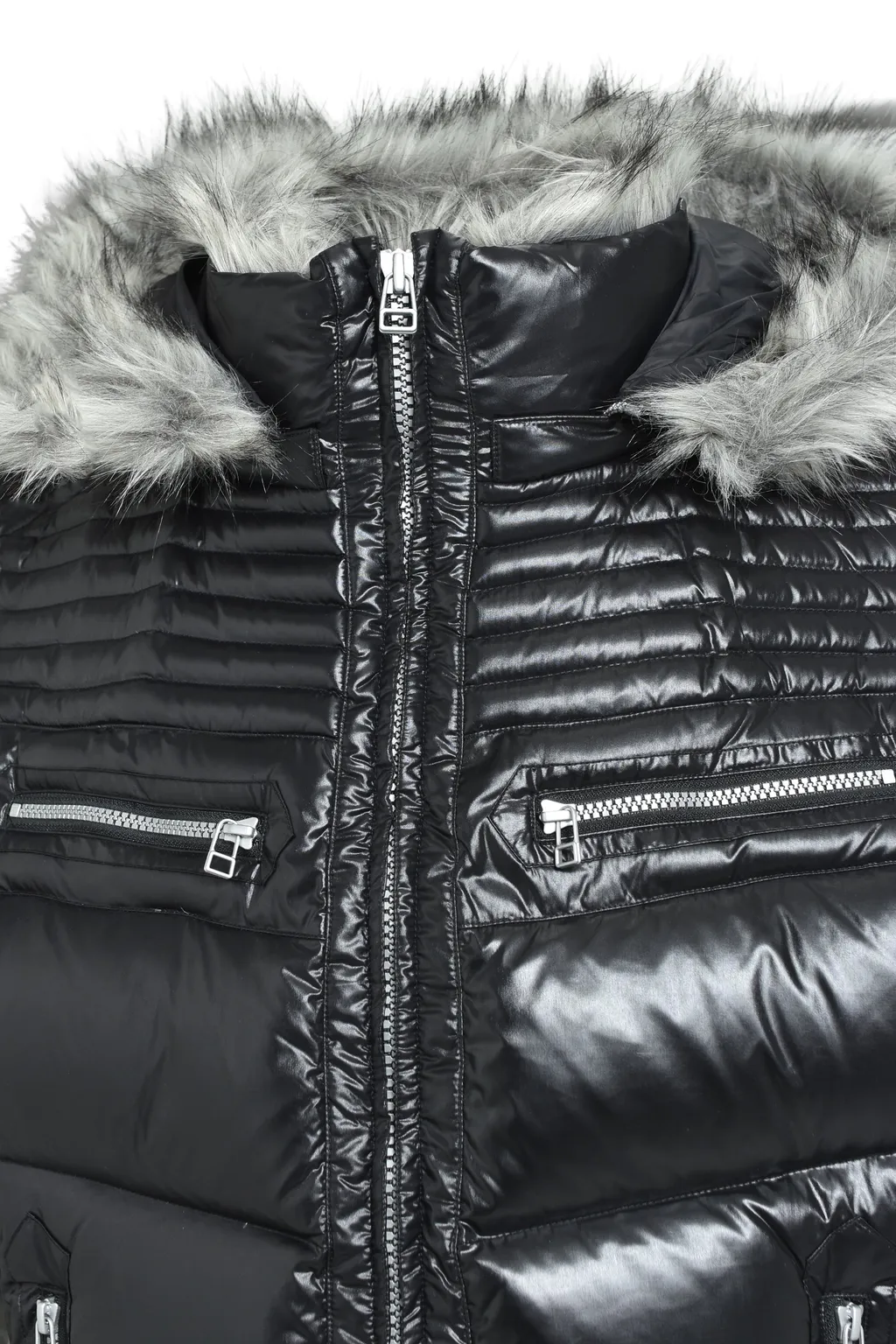 Fur Shiny Down Vest / Black