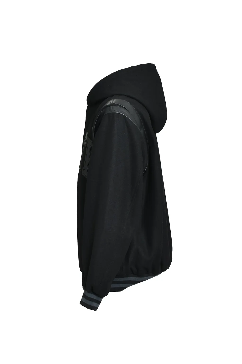 Arch Logo Hooded Versity Jacket / Blk Blk