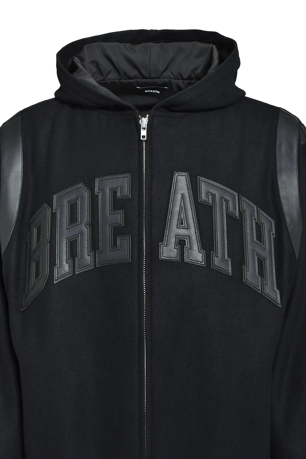 Arch Logo Hooded Versity Jacket / Blk Blk