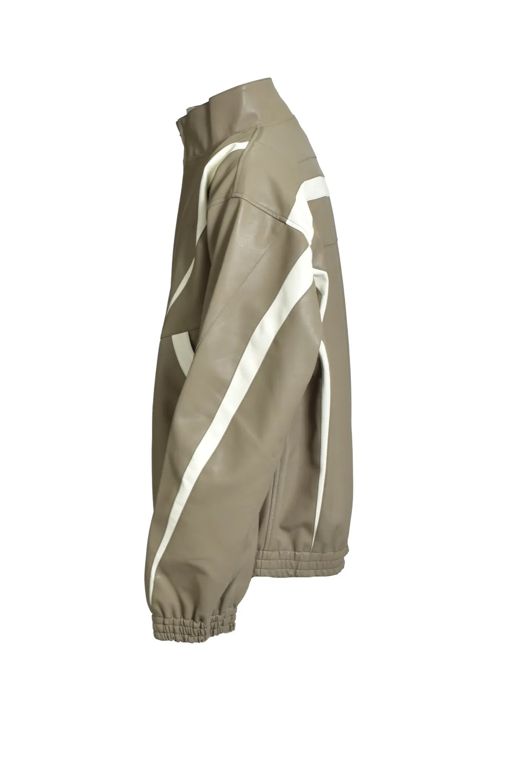 Faux Leather Lambo Track Jacket / Bei