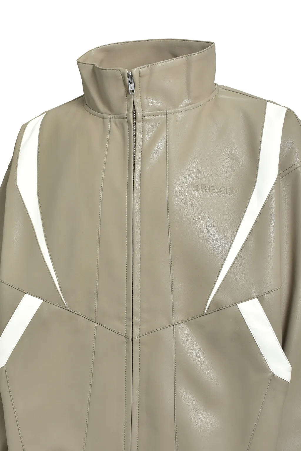 Faux Leather Lambo Track Jacket / Bei