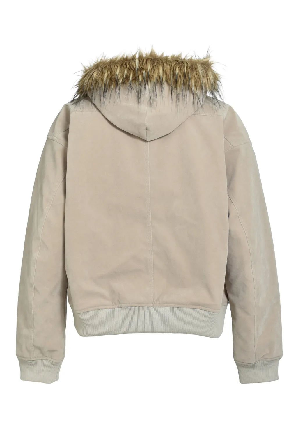 Faux Leather Fur Hooded Jacket / Bei