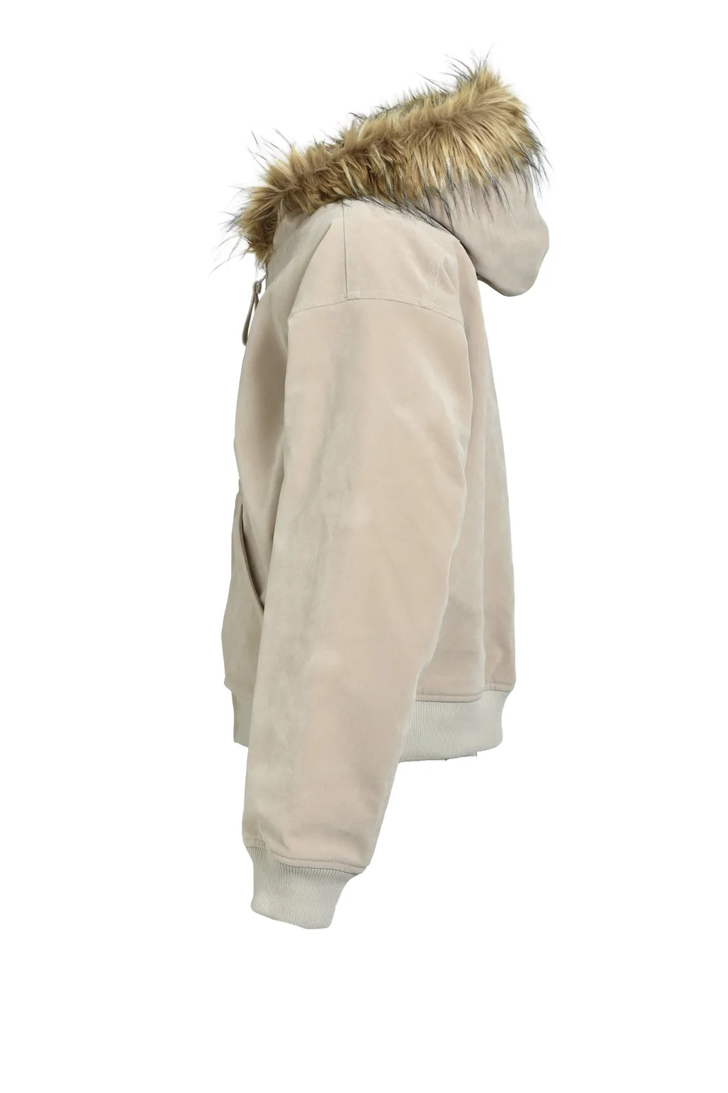 Faux Leather Fur Hooded Jacket / Bei