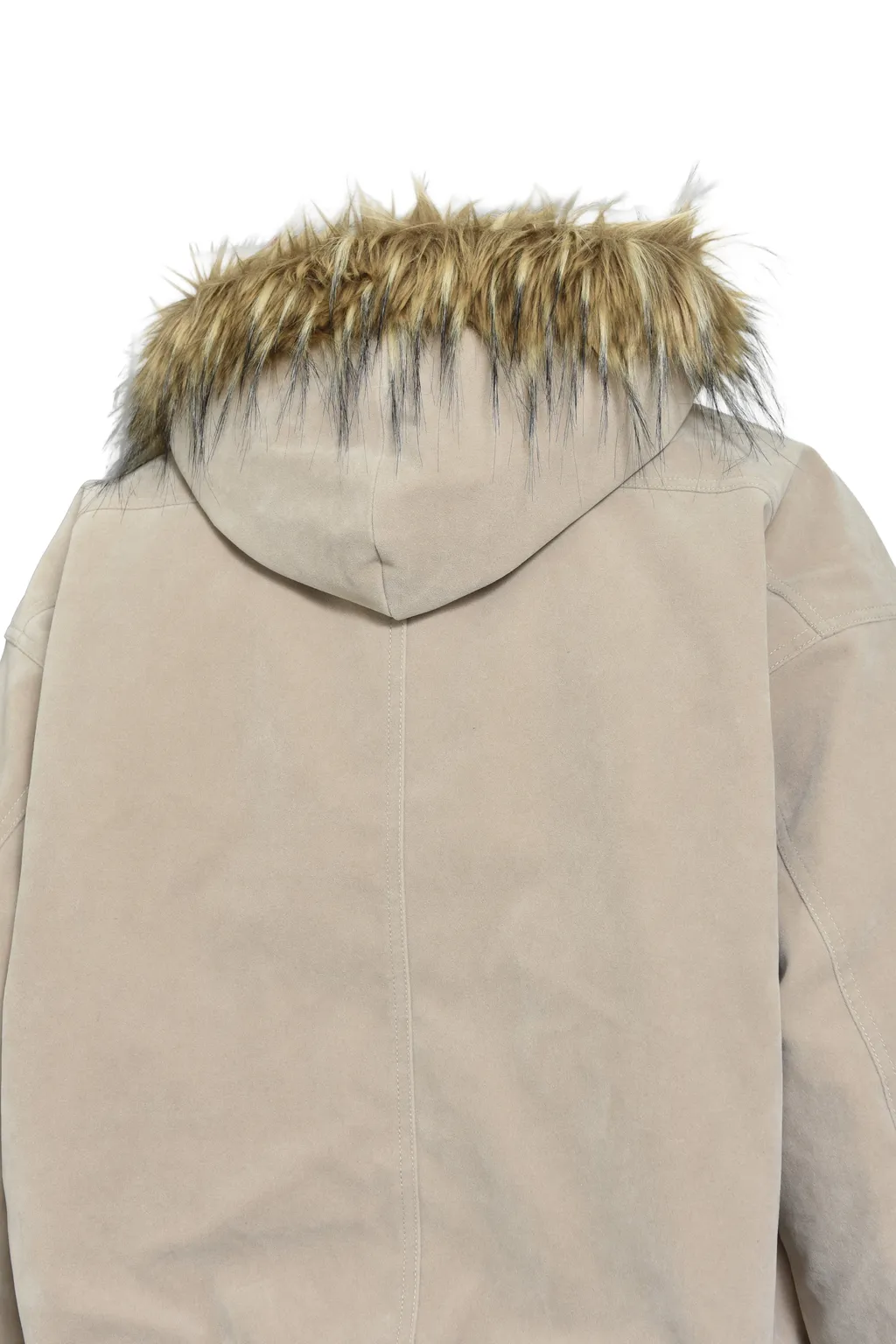 Faux Leather Fur Hooded Jacket / Bei
