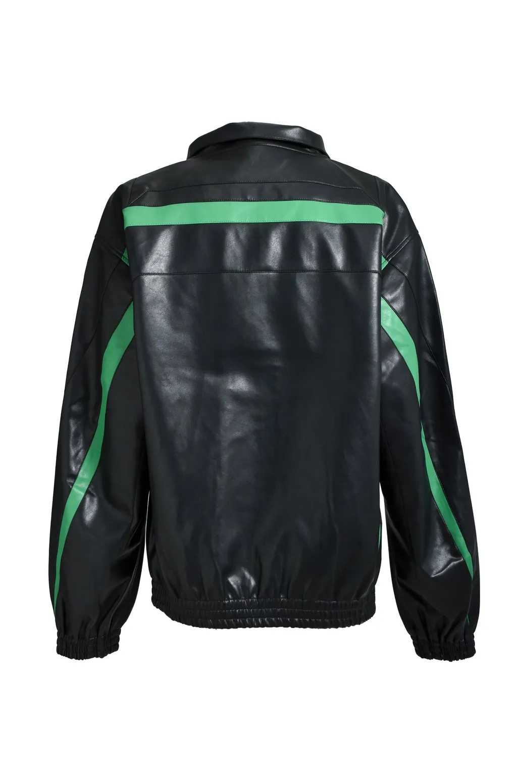 Faux Leather Lambo Track Jacket / Blk