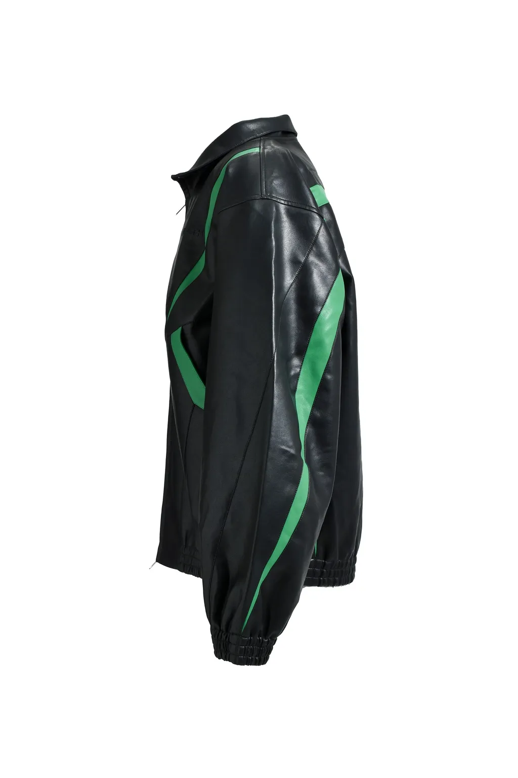 Faux Leather Lambo Track Jacket / Blk
