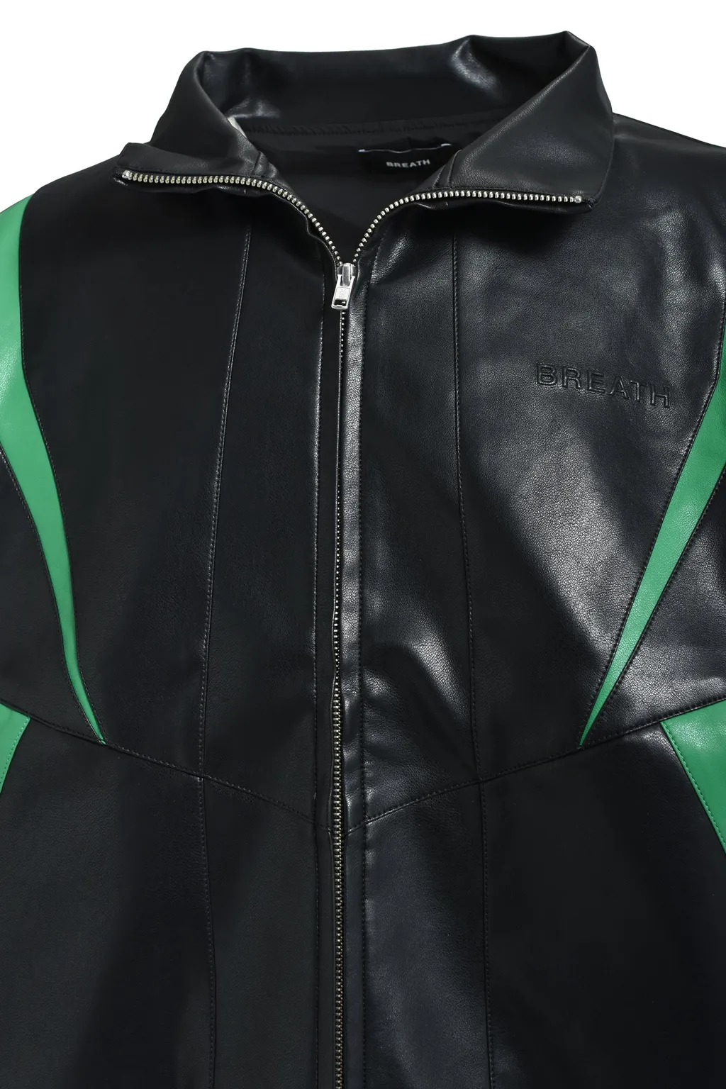 Faux Leather Lambo Track Jacket / Blk