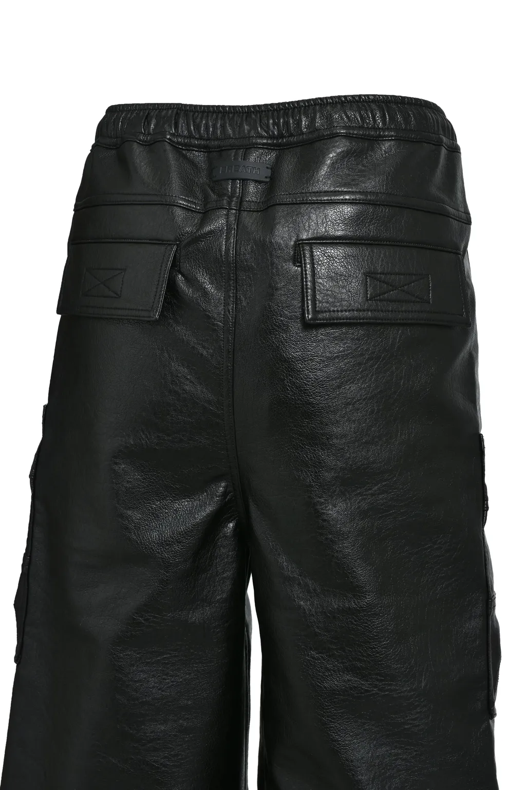 Faux Leather Cargo Pants / Blk