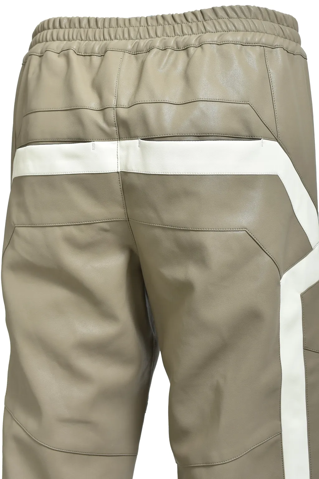Faux Leather Lambo Track Pants / Bei