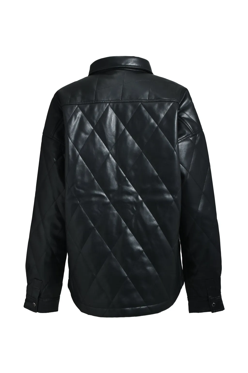Faux Leather Quilting Shirt / Blk