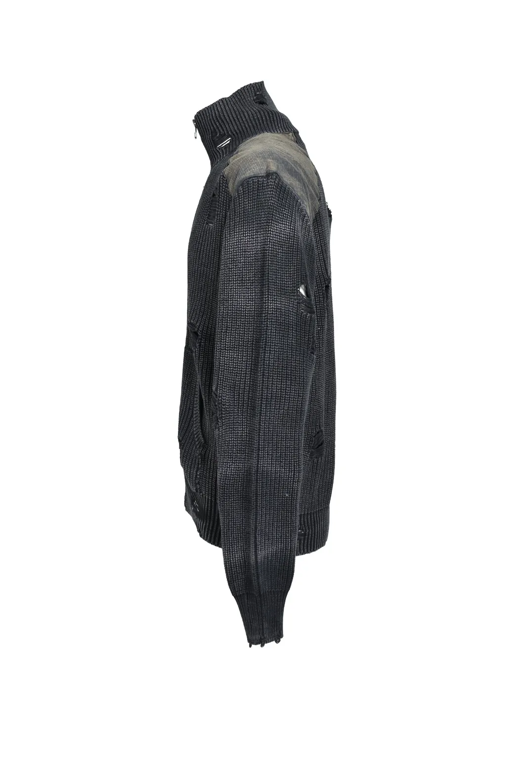 Overdie Damage Zip Knit / Black