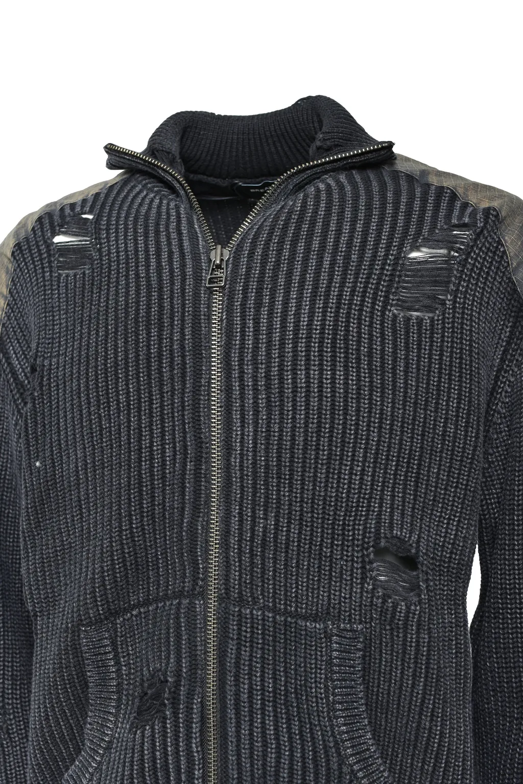 Overdie Damage Zip Knit / Black