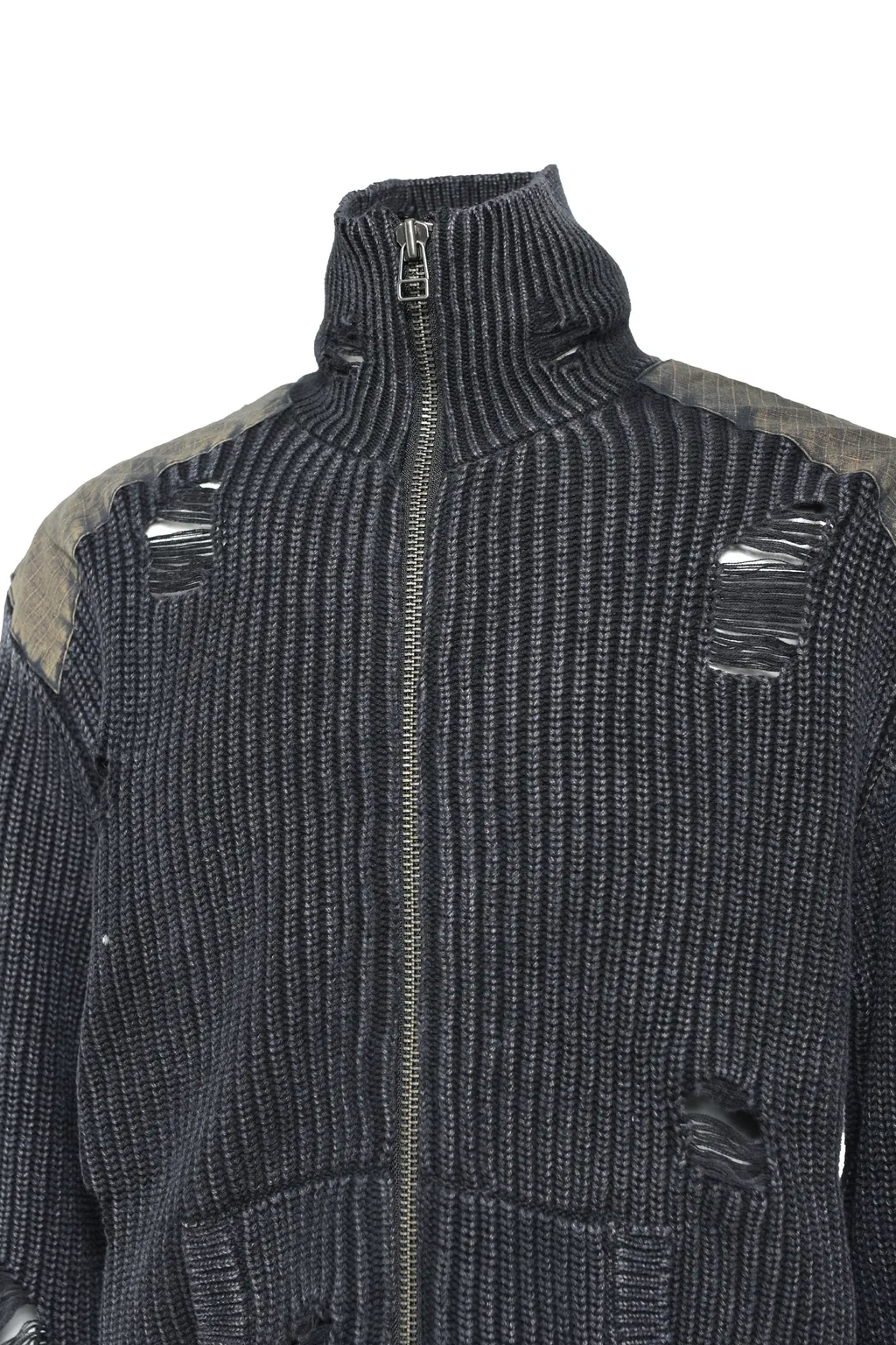 Overdie Damage Zip Knit / Black