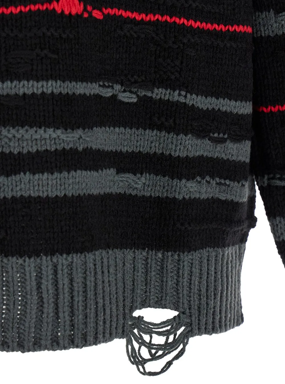 Juun J Ripped Drop Shoulder Striped Jumper