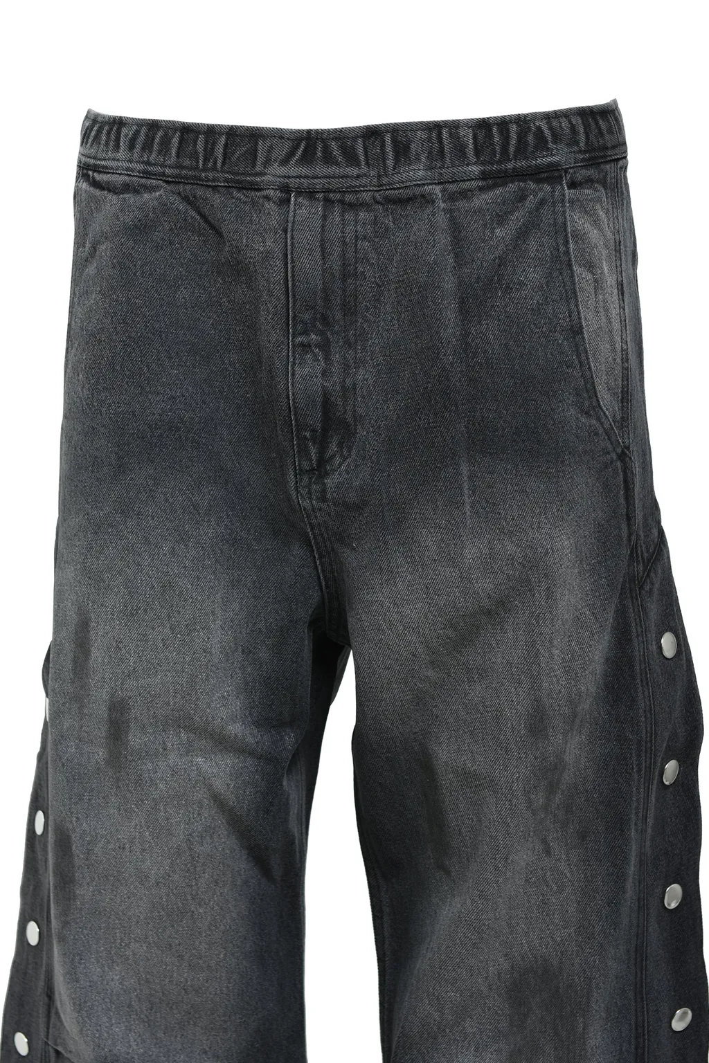 Coating Side Button Denim Pants / Blk