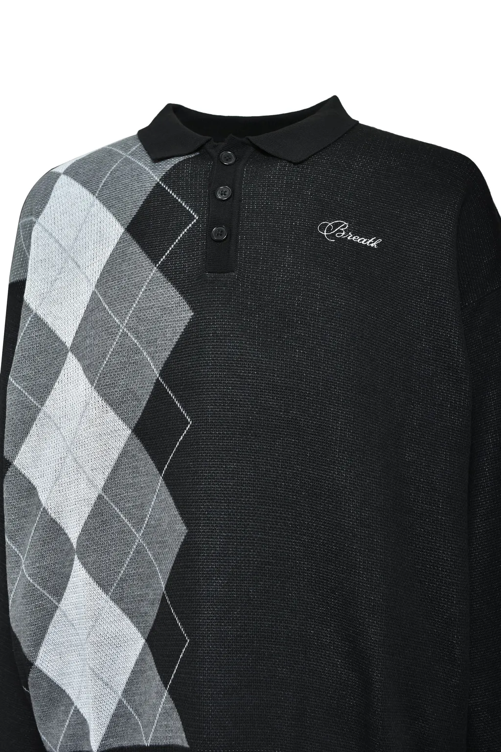 Argyle Knit Polo / Black