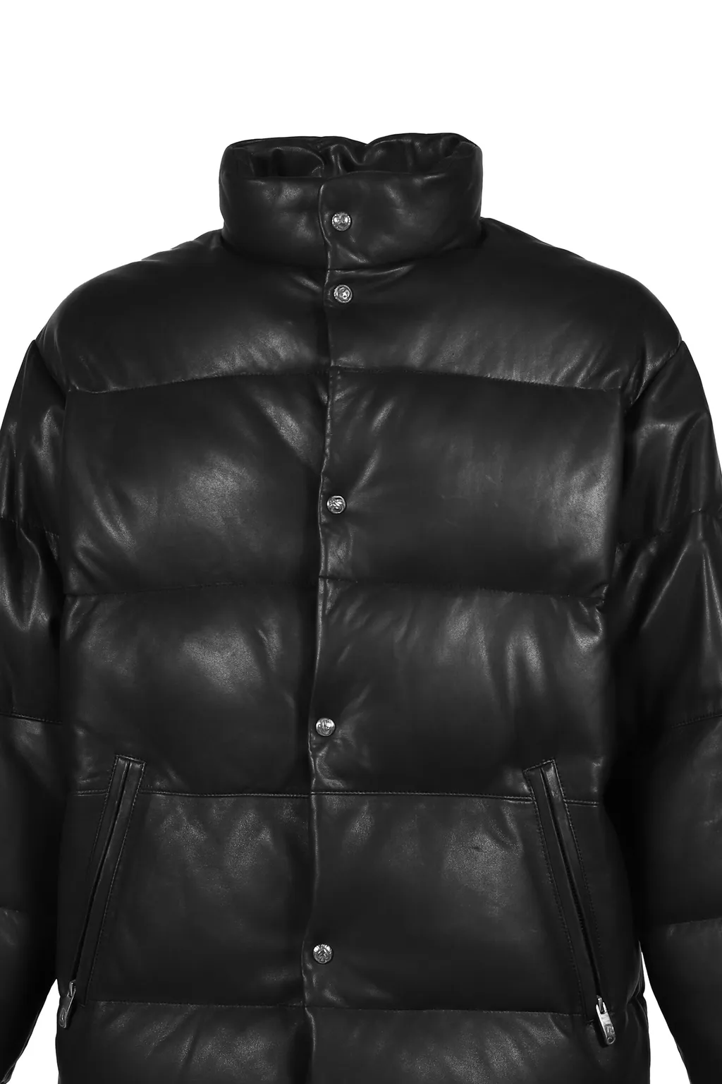 Leather Down Jacket W / Love &Amp; Peace Silver / Blk