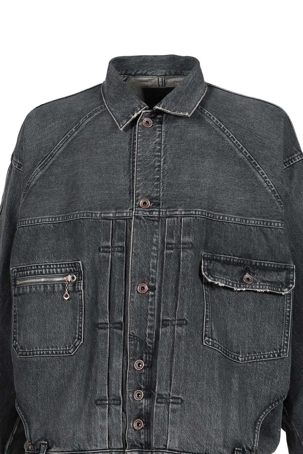 Vintage Washed Denim Jacket / Blk Inception
