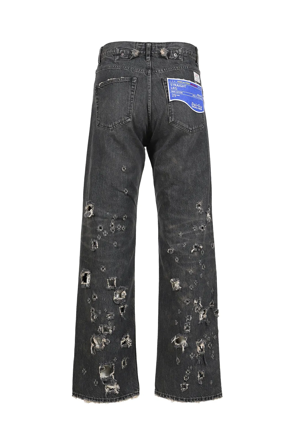 Straight Denim Pants / Blk Damage