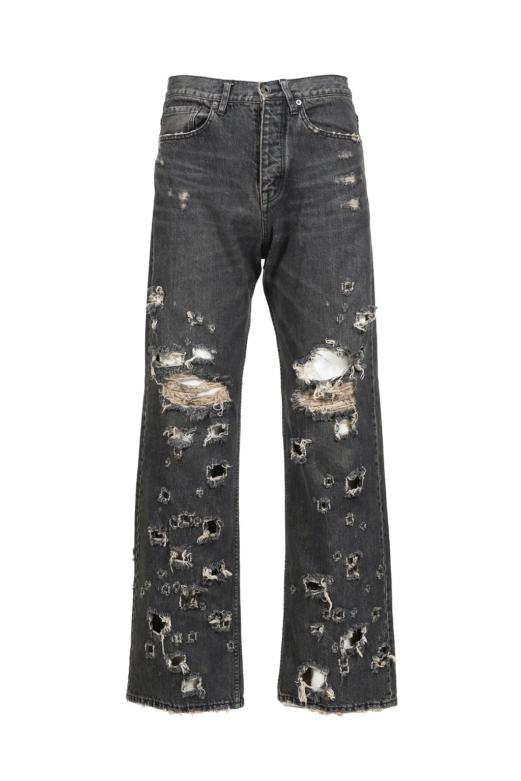 Straight Denim Pants / Blk Damage