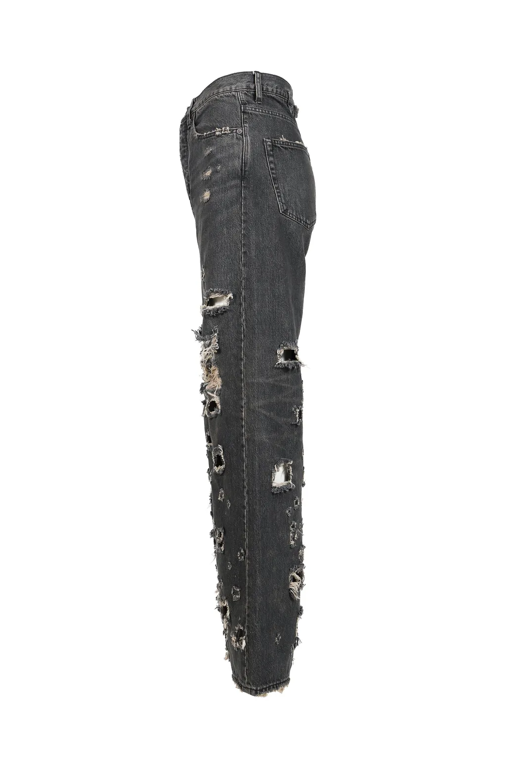 Straight Denim Pants / Blk Damage