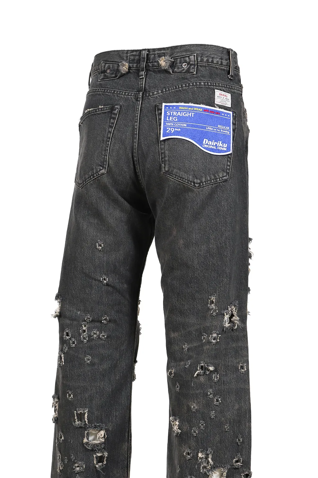 Straight Denim Pants / Blk Damage