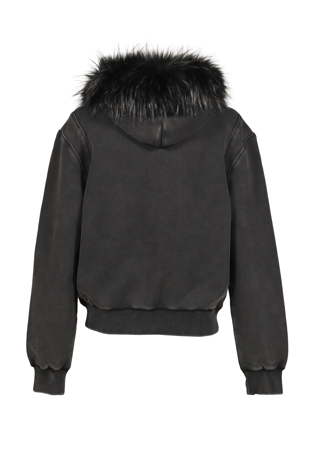 Star Teddy Fur Hoodie / Black