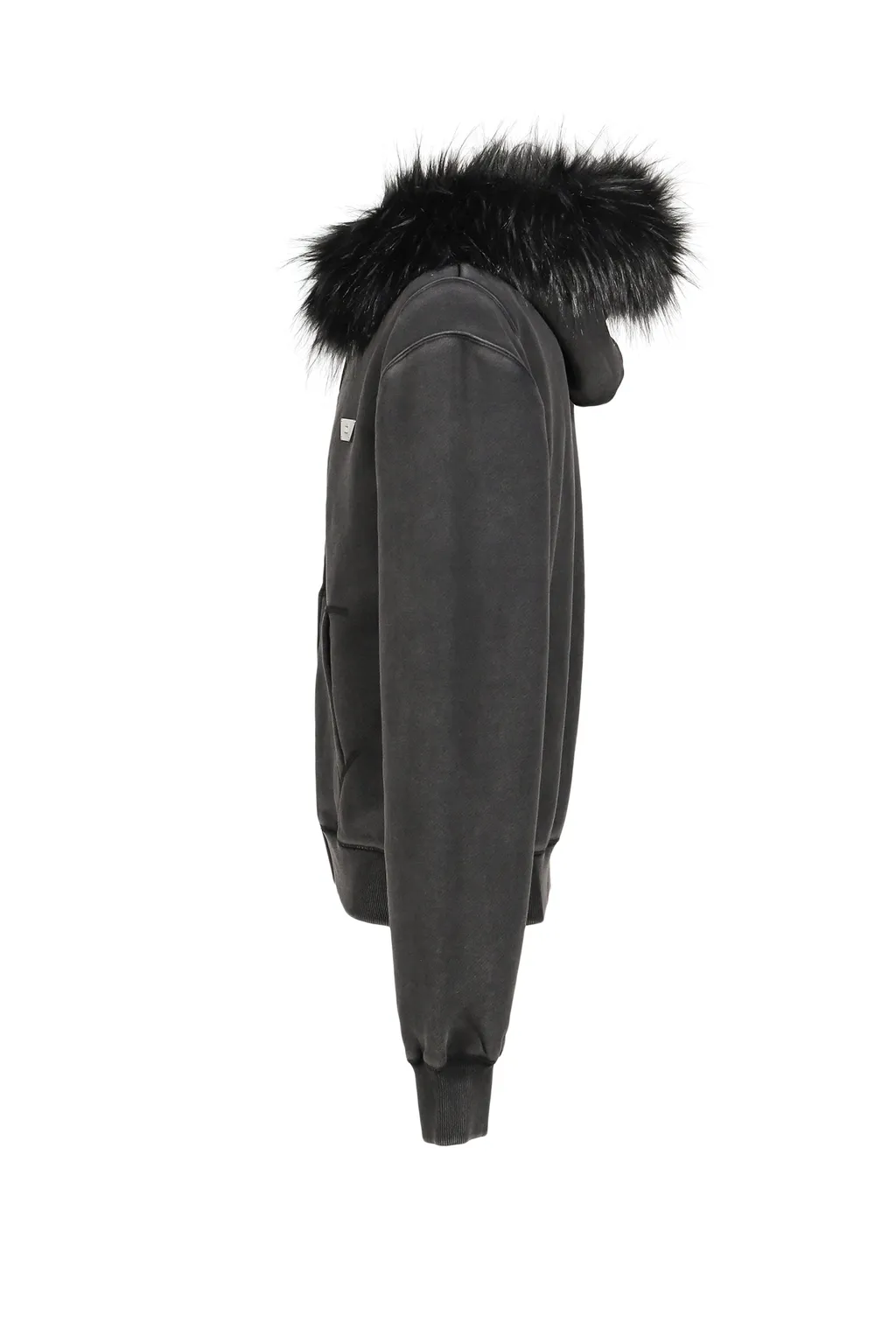 Star Teddy Fur Hoodie / Black