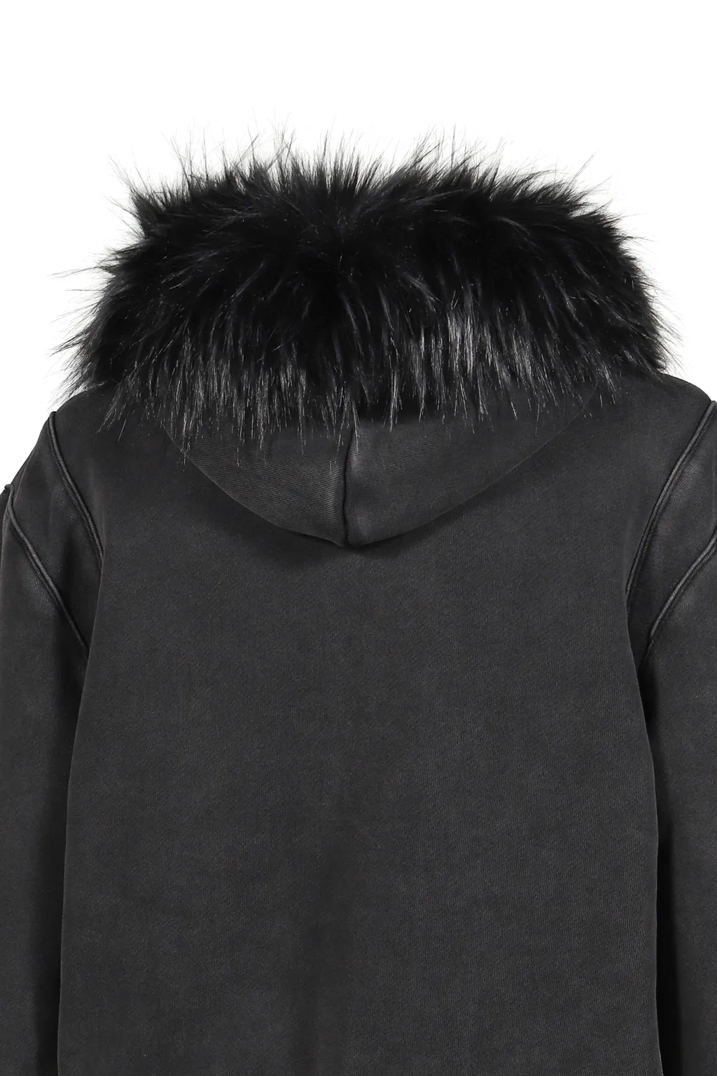 Star Teddy Fur Hoodie / Black