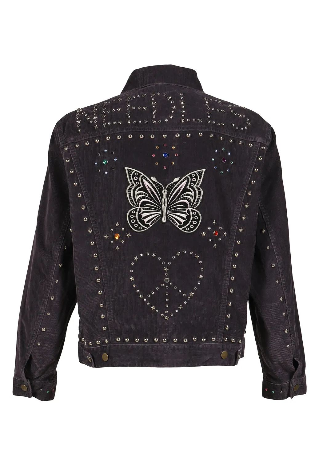 Studded Jean Jacket - 14W Corduroy / Blk