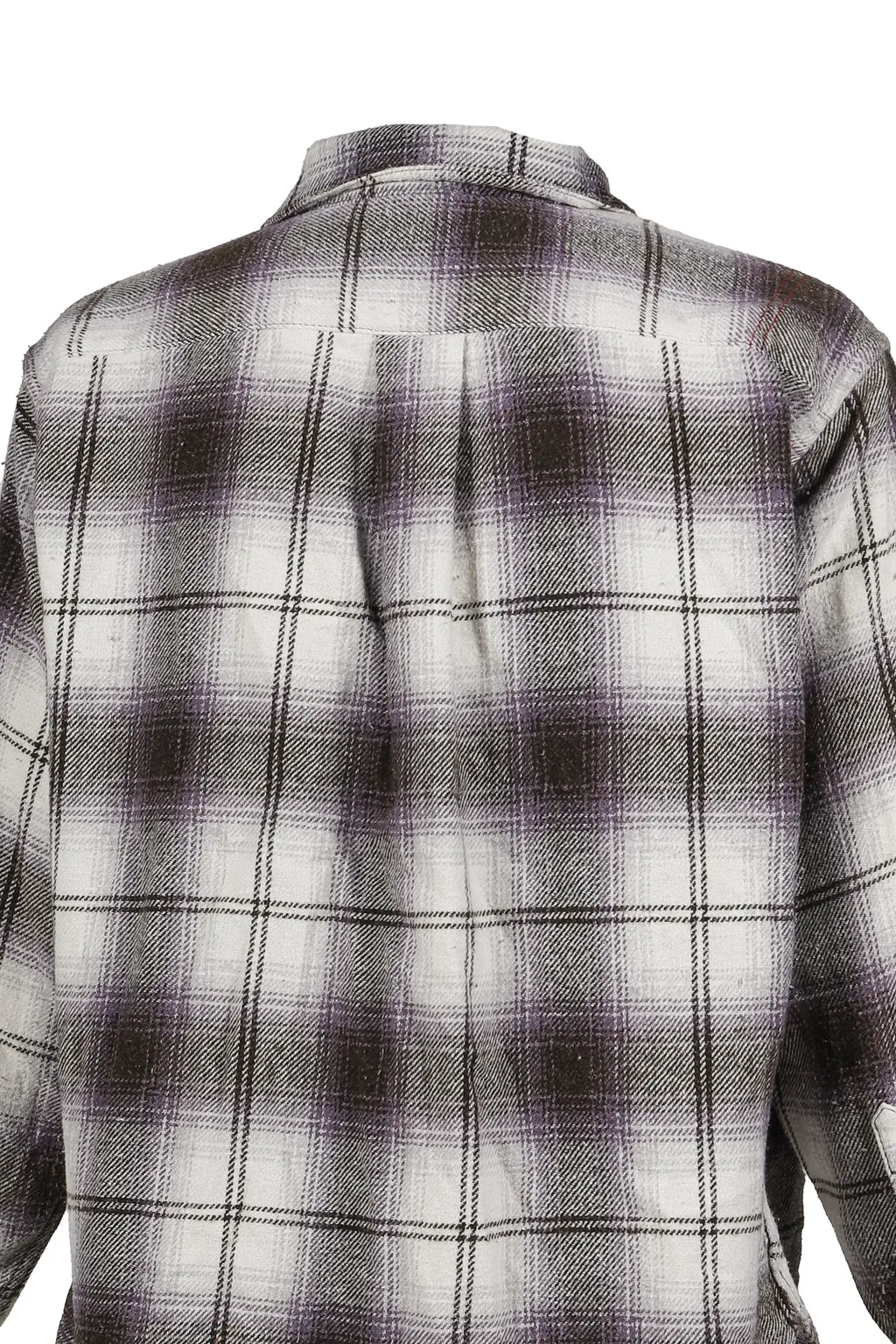 Ombre Check Damaged Wide Flannel Shirts / Pur×Blk