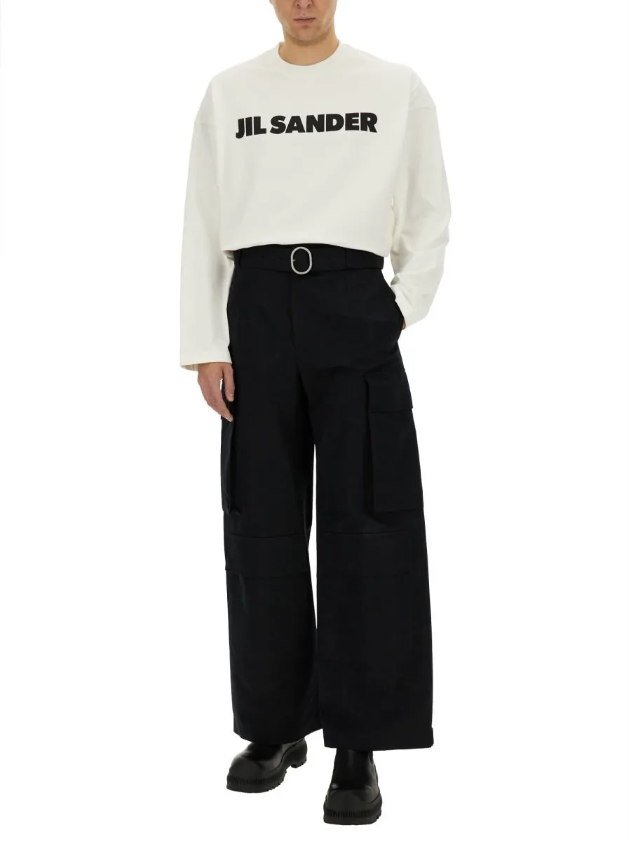 Jil Sander Belted Wide-Leg Cargo Pants