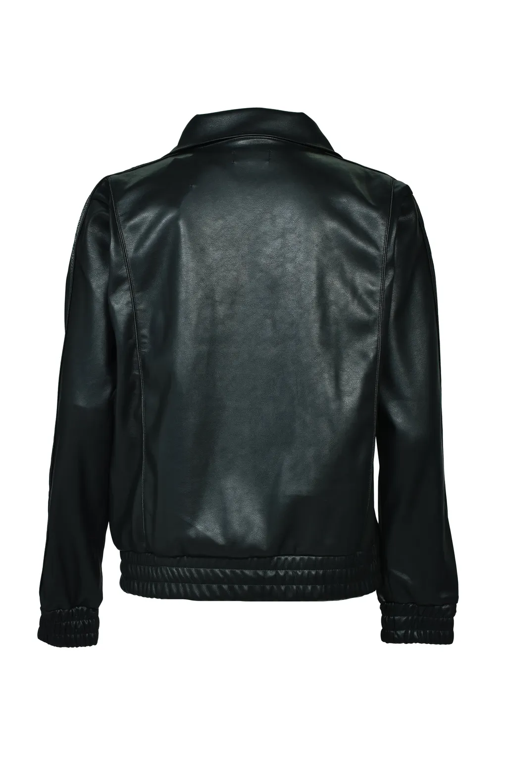 Faux Leather Track Jacket / Blk