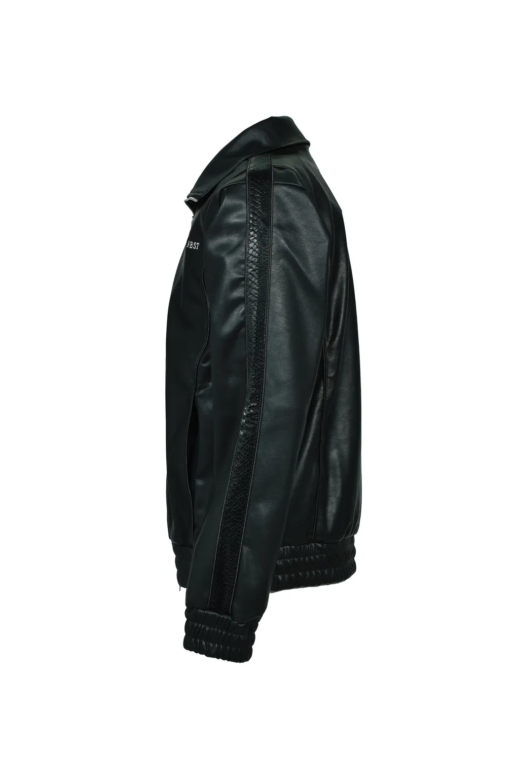 Faux Leather Track Jacket / Blk